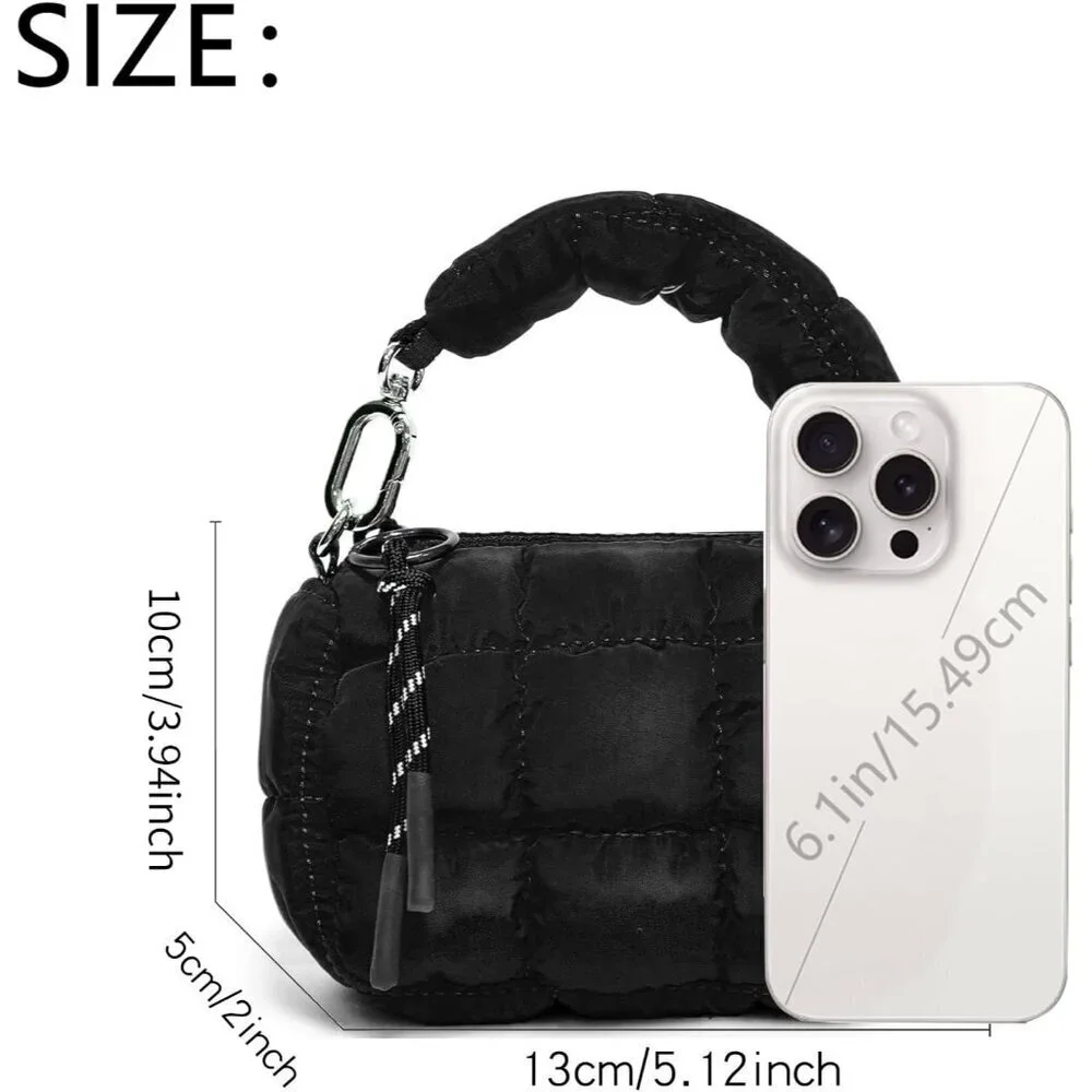 Mini Quilted Nylon Wristlet Bag Women Small Organizer Evening Gift